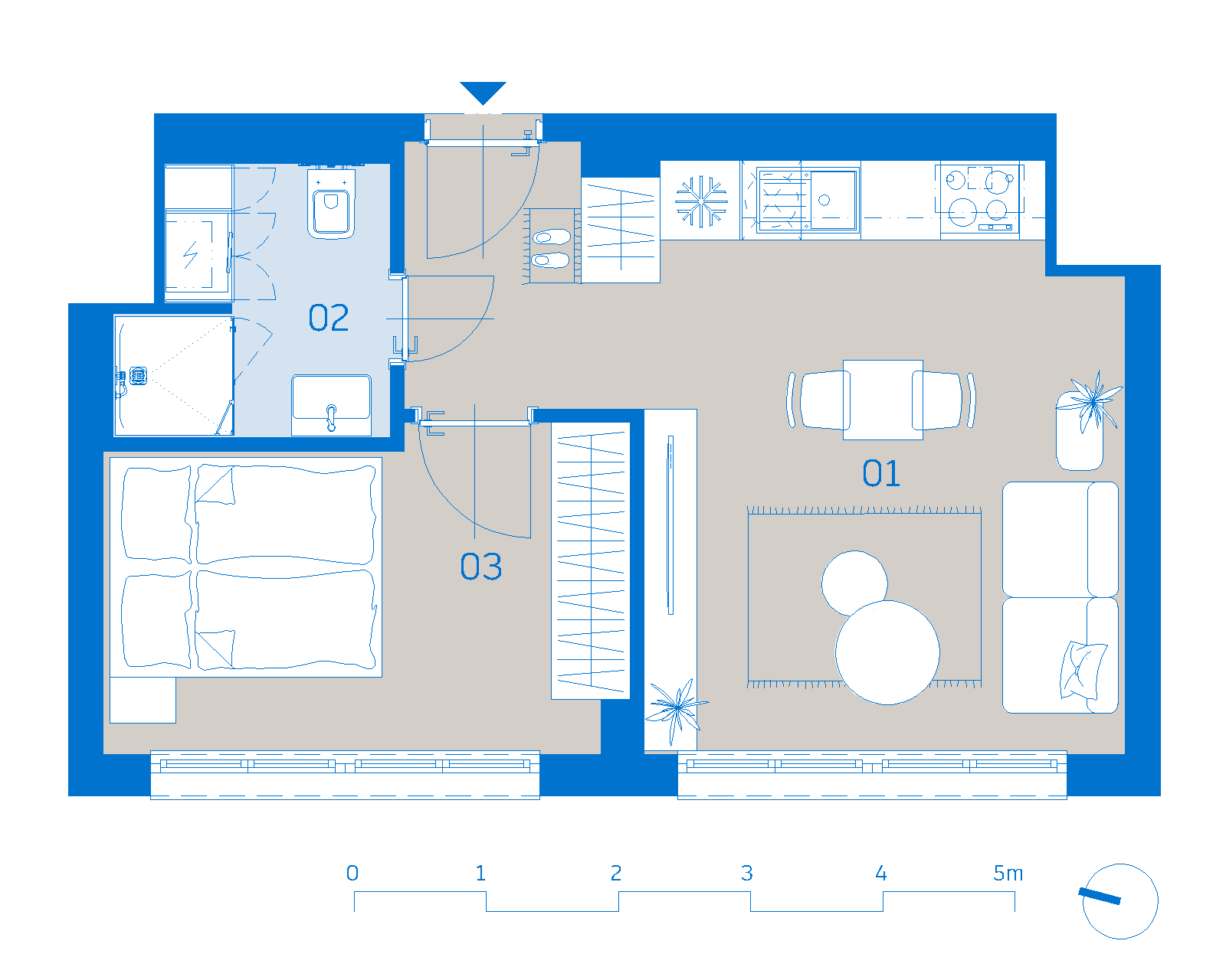 Pôdorys apartmánu 702