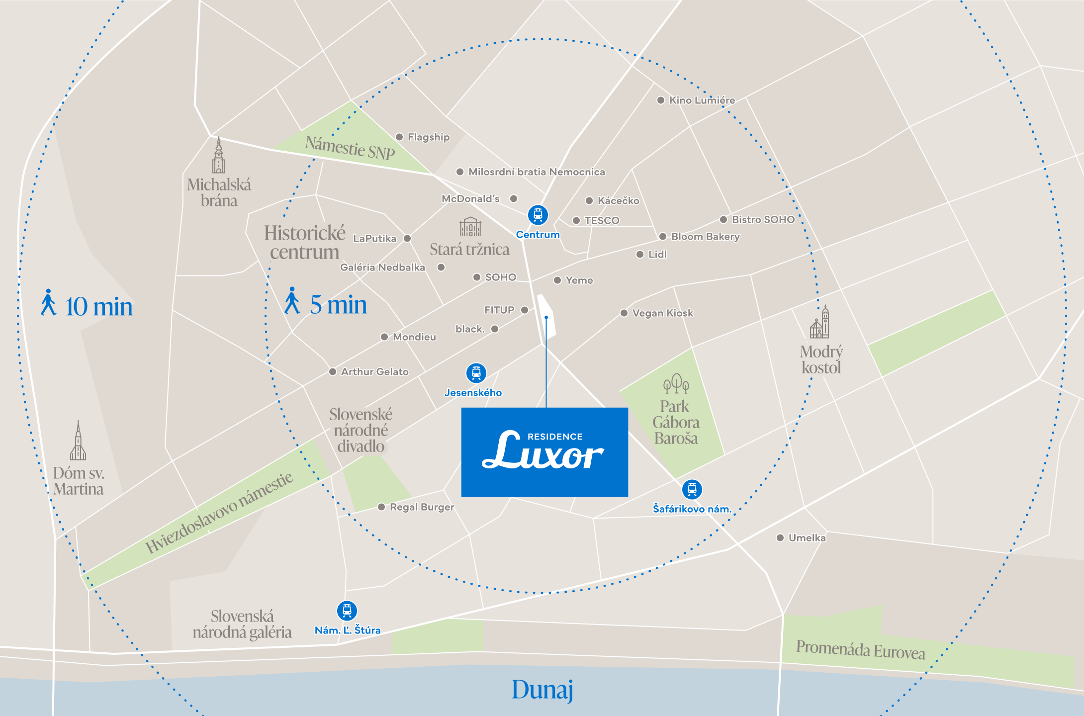 Mapa okolia Residence Luxor
