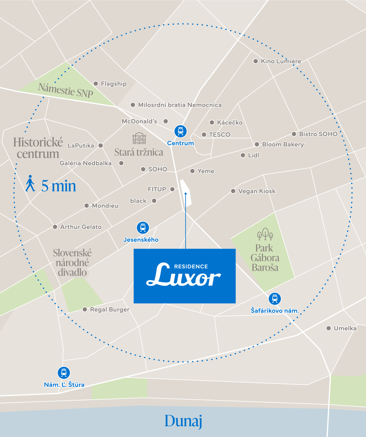 Mapa okolia Residence Luxor